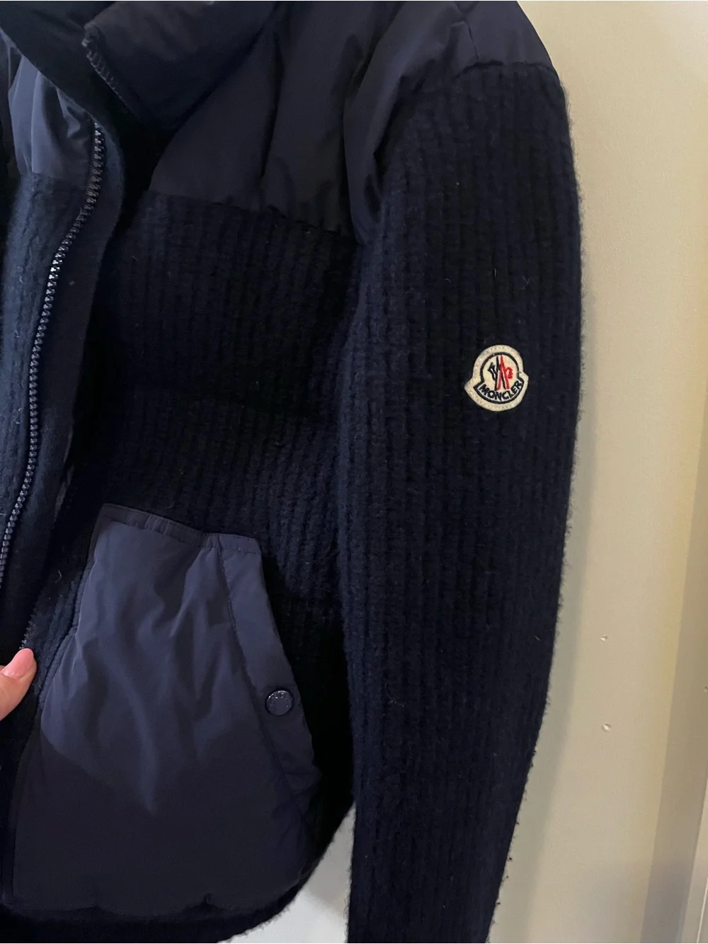 Moncler Navy Knit and Puffer Hybrid Jacket
